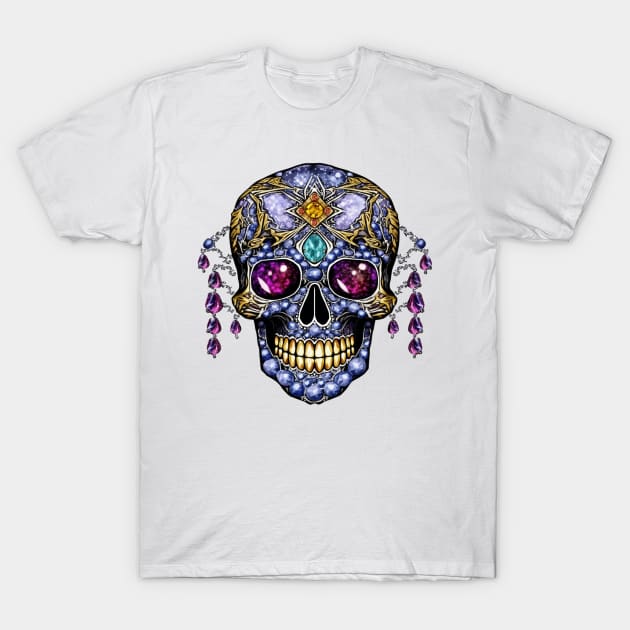 Bejeweled Skull #4 T-Shirt by Chromatic Fusion Studio